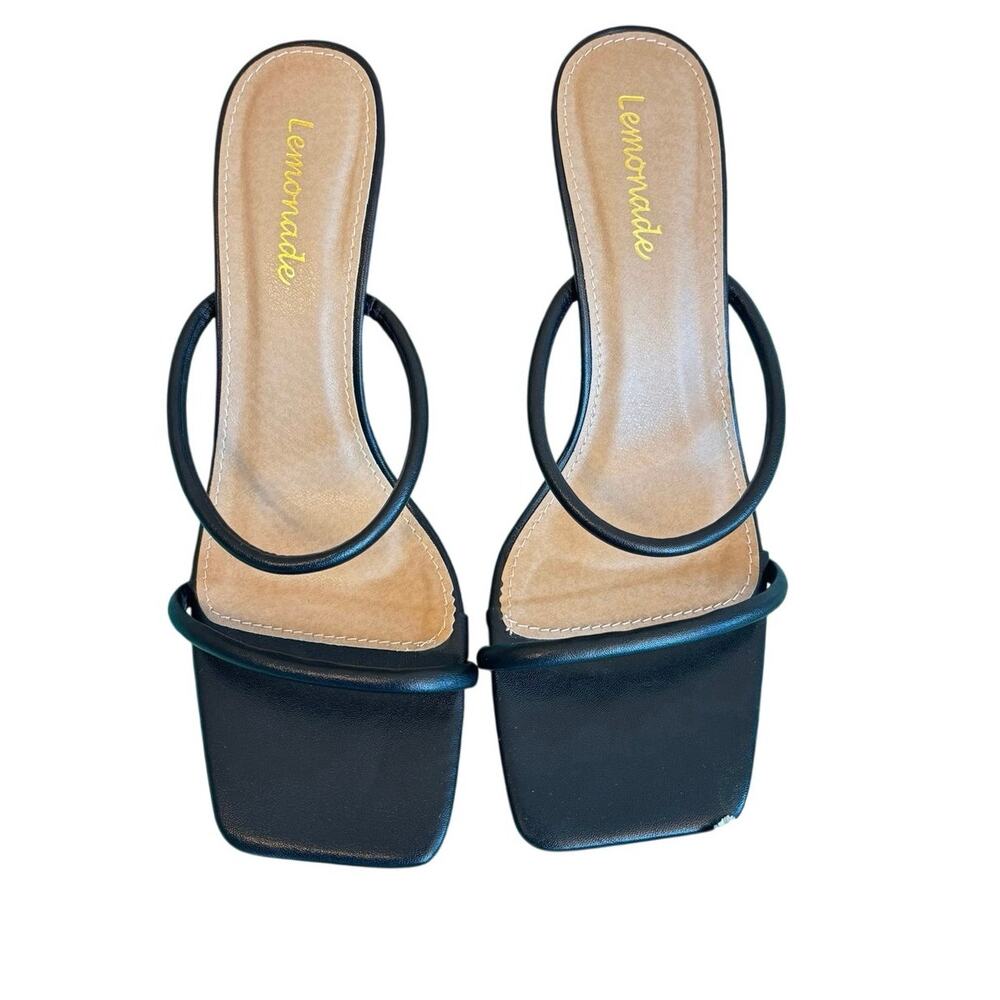 Lemonade golden chunky heel trendy strappy slides slip in shoes sz 6.5 - Picture 2 of 5